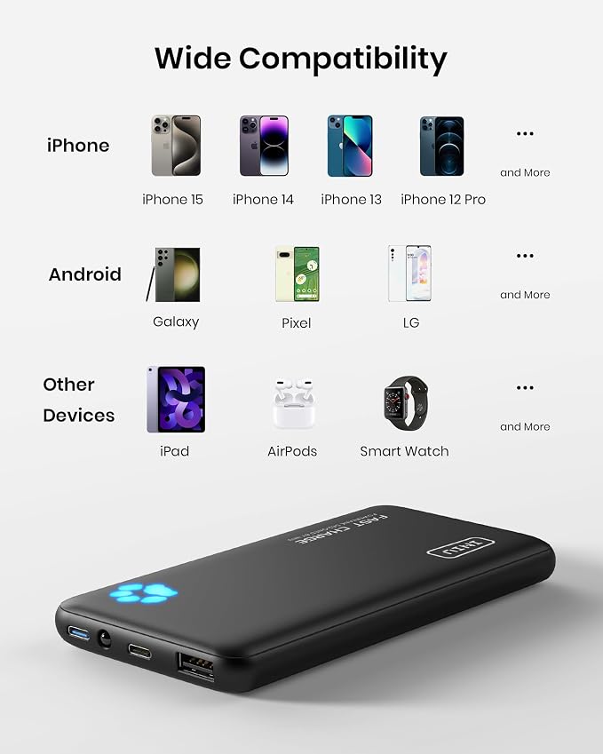 INIU Portable Charger, Slimmest 10000mAh Fast Charging USB C Power Bank | USB-C Cable, Flight-Safe, Travel Essentials, Flashlight, for iPhone 17 16 15 Pro Max Air, Samsung S26, S25, Google etc - Image 7