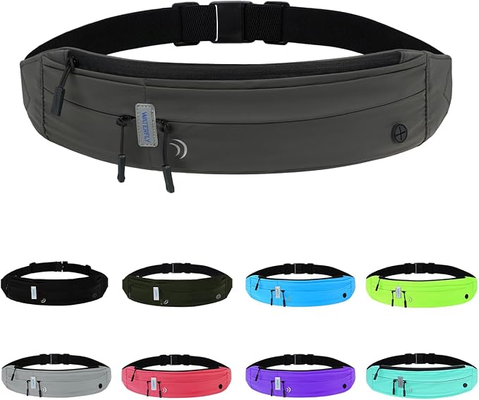 WATERFLY Running Belt Fanny Pack:Phone Holder Belt for Men Women | Lightweight, Soft and breathable fabric,SBS zipper, adjustable waist belt, Zero bounce, Suitable for running workout Fitness by Waterfly