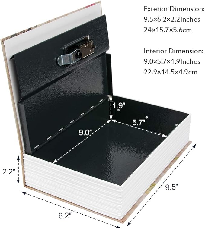 KYODOLED Diversion Book Safe with Combination Lock, Secret Safe Metal Lock Box, Money Storage Collection Box,9.5" x 6.2" x 2.2",France - Image 2