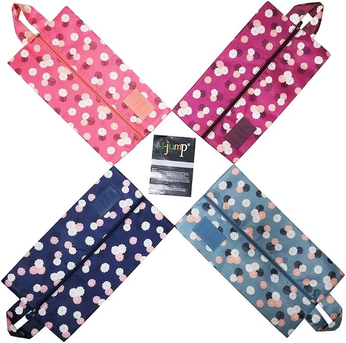 M-jump 4 Pack Travel Essentials Shoe Bags 4 Colors Fashion Shoe Bags for Men & Women Shoe Storage, Travel Accessories Vacation, Luggage Organizer Portable Shoe Pouch with Handle - Image 6