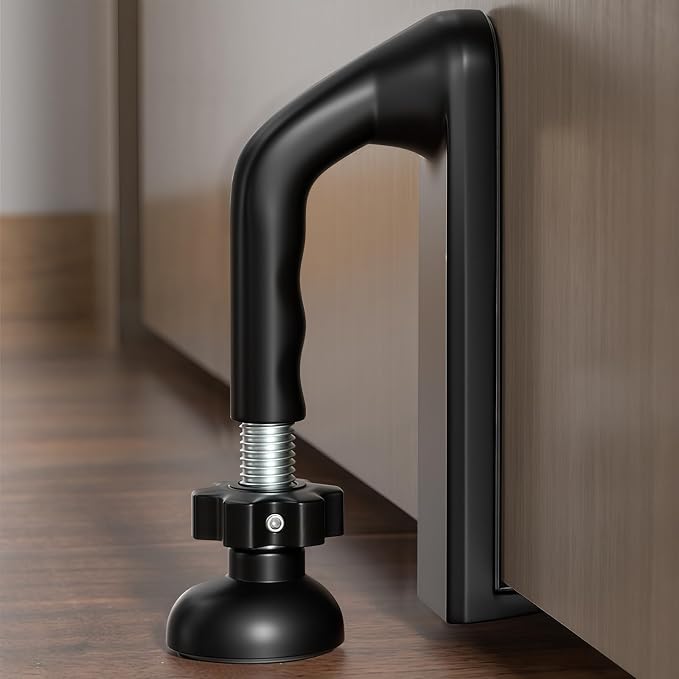 Portable Door Lock Travel Security, Black Anti-Theft Stopper | 202g lightweight, fits inward-swinging doors, tool-free install, aluminum, for hotels, Airbnbs, dorms, apartments by Elfthloo