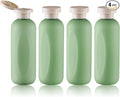 Empty Shampoo Bottles 6.7oz, Green Flip Cap Refillable Plastic, 4 Pack Set | Toiletry containers for conditioner, big large size squeeze bottles, body wash lotion dispenser, toiletries leakproof liquid by HOME
