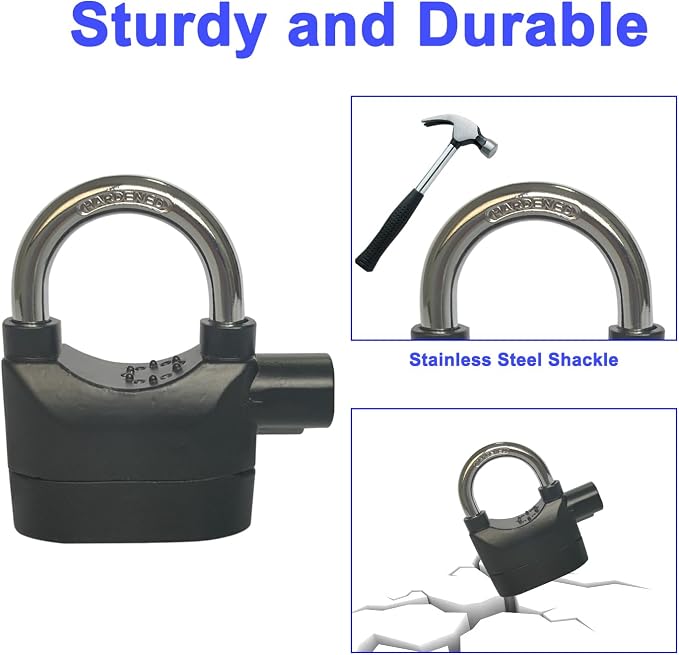 Alarm Lock 110dba Universal Security Alarm Lock System Anti-Theft for Door Motor Bicycle Padlock with 3 Keys (2PCS) - Image 4