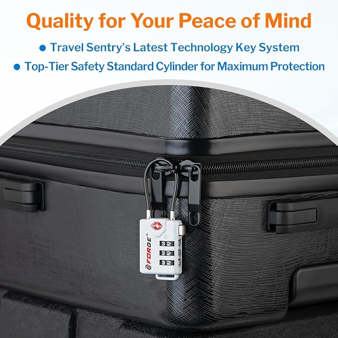 TSA Approved Cable Luggage Locks, Re-settable Combination with Alloy Body (White 4 Locks) - Image 6