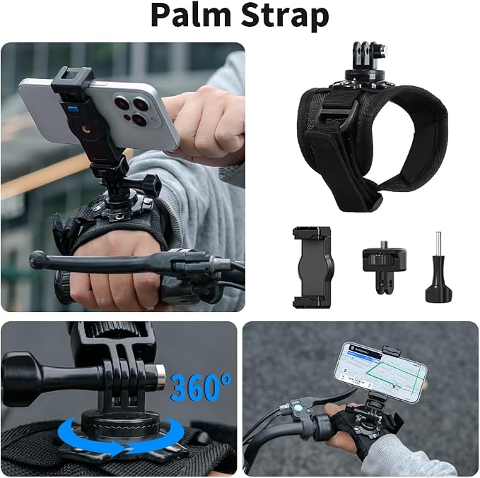 4 in 1 Phone Accessories Kit, Quick Release Head Strap Mount + Chest Mount Harness + Backpack Clip Holder + Palm Strap Kit for POV/VLOG,Cell Phone Clip Compatible with iPhone,Samsung and More Phones - Image 6