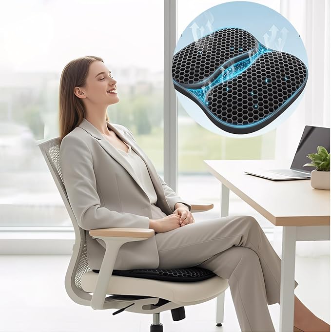 masteymoh Foldable Seat Cushion for Travel, Honeycomb Gel Cushion with Zipper & Handle, Portable Silicone Gel Seat Cushion for Cars, Honeycomb Butt Pillow 15.8 x 13.3 x 1.4 Inches (1 in Black) - Image 5