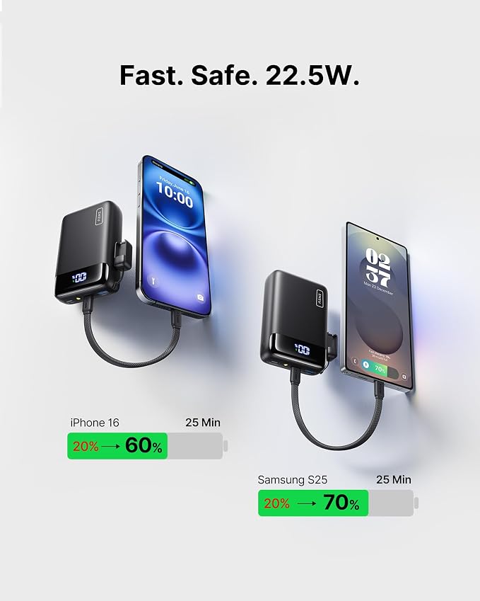 INIU Portable Charger, Smallest 20000mAh 22.5W Fast Charging Power Bank | USB-C Cable, Flight-Safe, Travel Essentials, Flashlight, Battery Pack for iPhone 17 Samsung Xiaomi Google, Mini Size - Image 4