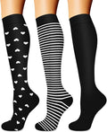 Compression Socks for Women & Men (3 pairs) - Best Support for Nurses, Running, Hiking, Recovery & Flight Socks by BLUEENJOY