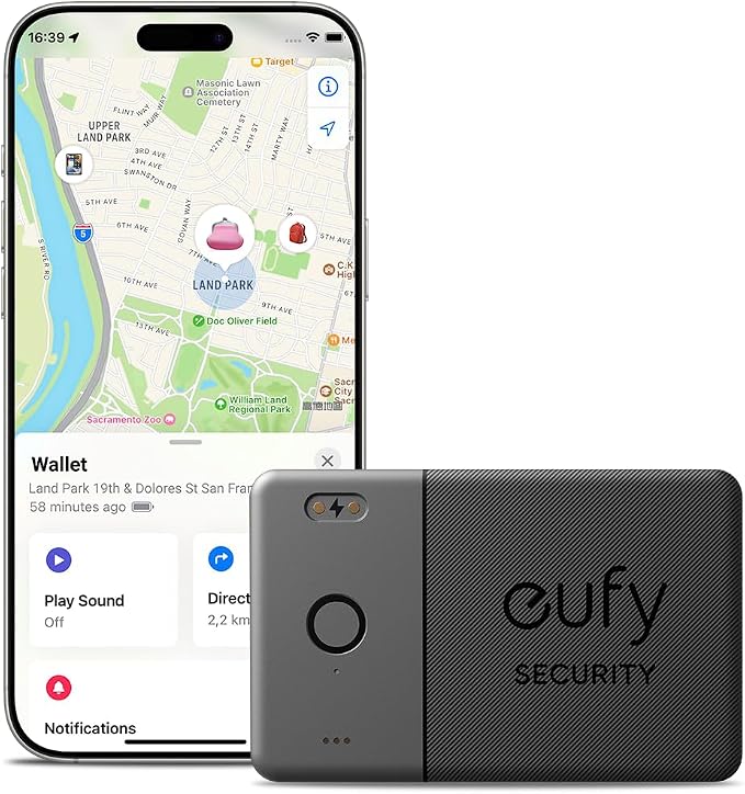 eufy Security SmartTrack Card E30 (Black, 1-Pack), Rechargeable, Works with Apple Find My (iOS Only), Bluetooth Tracker, Perfect for Wallet, Passport, and Laptop, Water Resistant - Image 2