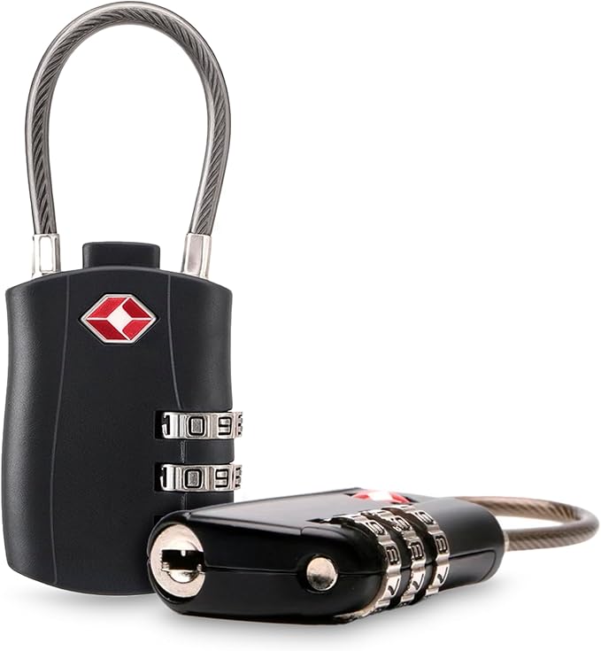 TSA Approved Luggage Lock with Combination - Resettable Cable Lock for Suitcases, Backpacks & Travel Bags by Unknown