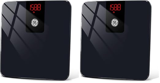 GE Digital Bathroom Scale for Weight, Smart Bluetooth Body Weight and BMI, Electronic Black Weighing Scale for Bath Home, Accurate 400lb Capacity (Pack of 2) by Unknown