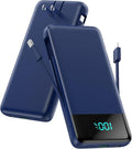 Portable Charger for iPhone with Built in Cables and Wall Plug,Upgraded 13800mAh Fast Charging USB C Power Bank,4 Outputs Travel Essential Battery Pack Compatible with iPhone 17/16/15/14,Galaxy-Blue by FOCHEW