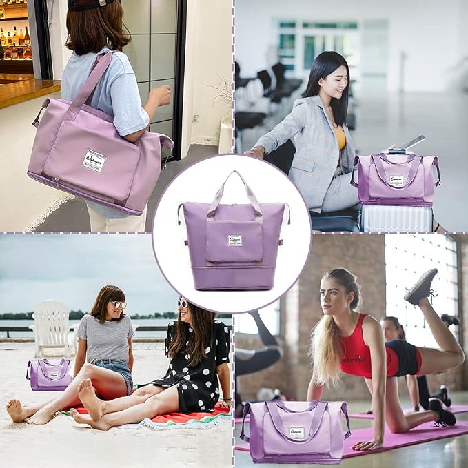 Large Capacity Foldable Travel Bag | Expandable Portable Carry on Bag Dry&Wet Separation Sports Duffel Bag - Image 6