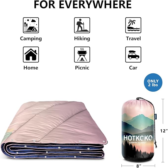 Puffy Camping Blanket,Large Camp Blanket Outdoor Camping Quilt Waterproof | Lightweight Printed Warm Packable Down Alternative Blanket for Camping,Traveling, Stadium, Hiking, Picnics - Image 4