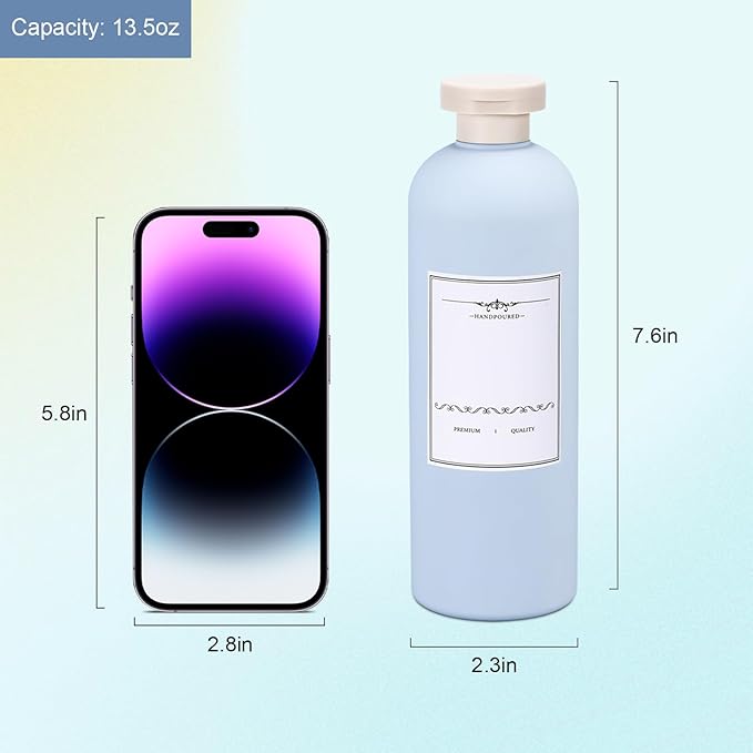 ASEVAT 13.5oz 4pack Refillable Travel Shampoo and Conditioner Bottles, Travel Size containers, Travel Bottle for toiletries, Squeeze Bottles with Flip Cap, Empty Plastic Leak Proof Travel Bottles - Image 2
