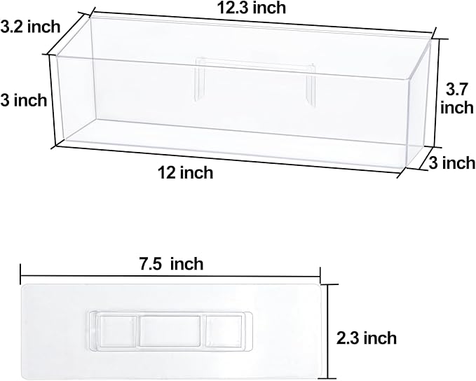 ZEXALOR Wall Mounted Organizer Bins, Wall Mount Spice Rack, Adhesive Hanging Bin Fridge Organizer for Bathroom,Kitchen,Cabinet,Pantry,Countertops (12.2×3.9×3.1") - Image 3