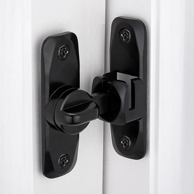 3 Packs Black Barn Door Latches,90/180 Degree Gate Lock_B | Zinc Alloy Right Angle Door Lock Latch,Flip Gate Latches,Sliding Door Latch Lock,for Cabinets,Fence Gates,Pet Cage - Image 2