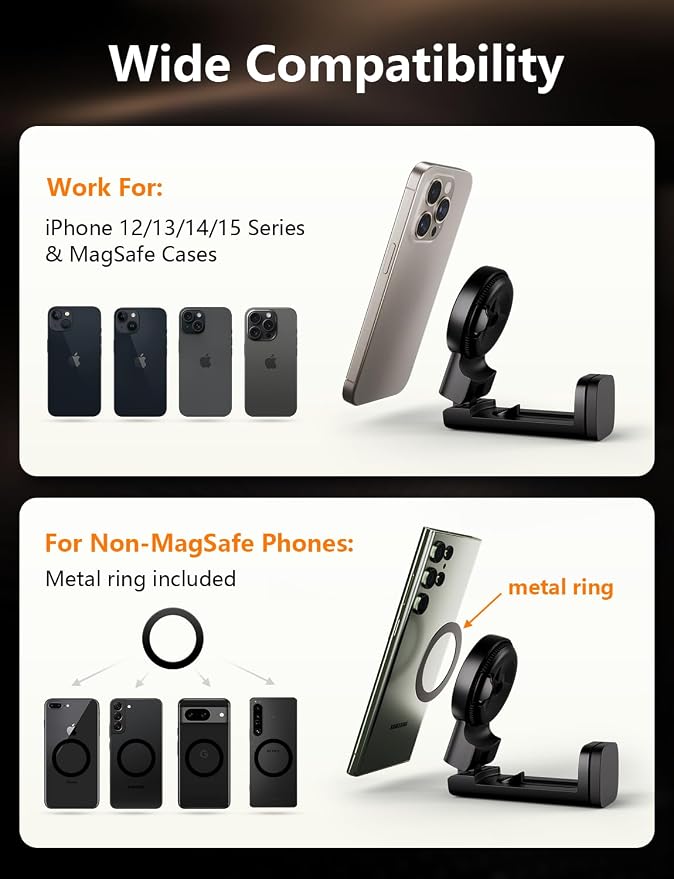 Klearlook for Magsafe Airplane Phone Holder for Flying, Hands-Free 360° Rotation for MagSafe Accessories, Magnetic Holder for iPhone 12-17, for Women - Image 6