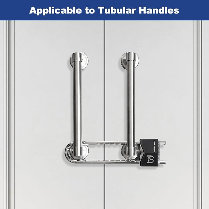 French Door Lock, Double Door Security Barricade Lock, Adjustable | All-Metal Construction, with Storage Pouch, Keyed Extra Door Lock for Doors with Double Handles/Knobs/Levers - Image 6