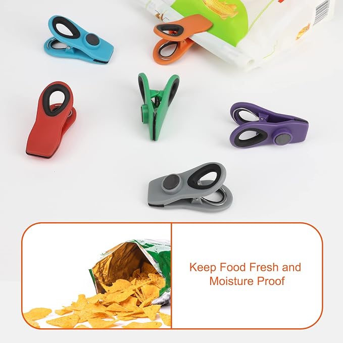 Chip Clips, Magnetic Bag Clips with Air Tight Seal for Food Storage, 12 Pieces, Multicolor - Image 5