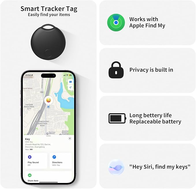 RSH Air Tracker Tag 4 Pack Luggage Tracker Smart Tag Works with Apple Find My, Bluetooth Key Finder Locator for Bags,Wallet Tracker,Item Finder Tag Locate or Tracking for Keys(iOS only) - Image 4