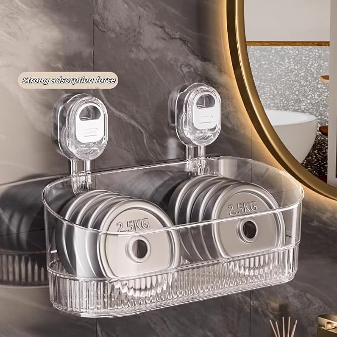 No-Drill Bathroom Suction Storage Box,Large Capacity & Strong Load-Bearing,Removable Shower Basket,Glacier Pattern Suction Cup Shower Caddy Hanging Shower Shelf Organizer (gray 1pcs) - Image 7