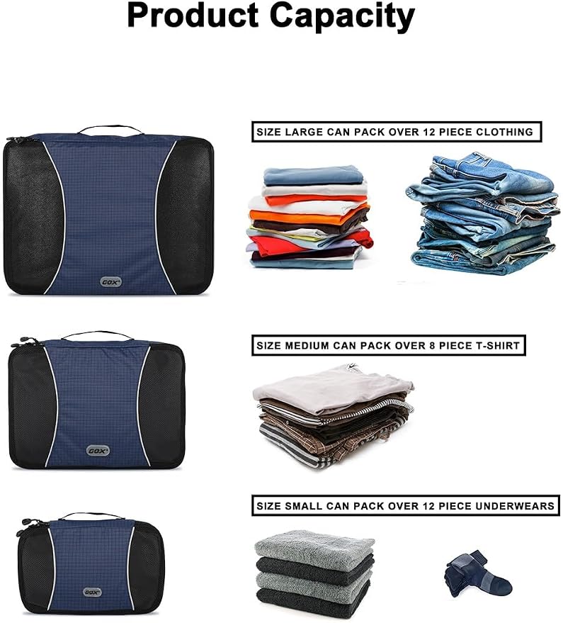 GOX Ultra Light 5 piece Packing Cubes Travel Luggage Organizer 1 Large 2 Medium 2 Small - Image 8