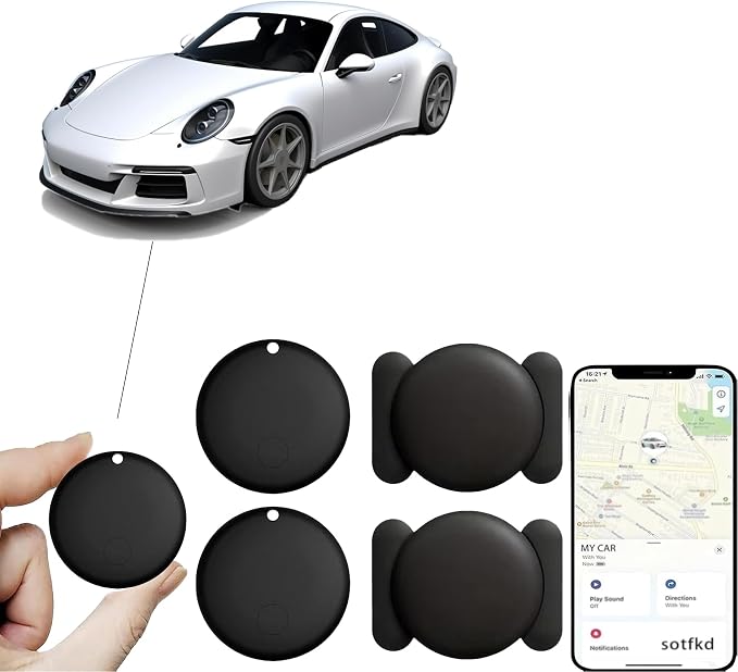 2 Pack GPS Tracker for Vehicles,Tracking Devices for Cars Hidden w/Magnetic | Tracker Device for Vehicles,Car GPS Tracker,Car Tracker (Only iOS) | No Monthly Fee | Waterproof | with Apple Find My by sotfkd