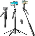 ORICO 73" Aluminum iPhone Tripod for Video Recording, Portable Tripod & Selfie Stick, 4-Leg Base, 360° Rotatable Handle, Wireless Remote, Extendable Stand for iPhone/Android/Camera/GoPro - SPN185 by ORICO