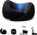 Dream Valley® Neck Travel Pillow, Memory Foam Travel Pillow for Airplane, Portable Roll-Up Neck Pillow with Cooling Inner Fabric, 360° Ergonomic Support, No Head Bobbing, Black by DreamValley