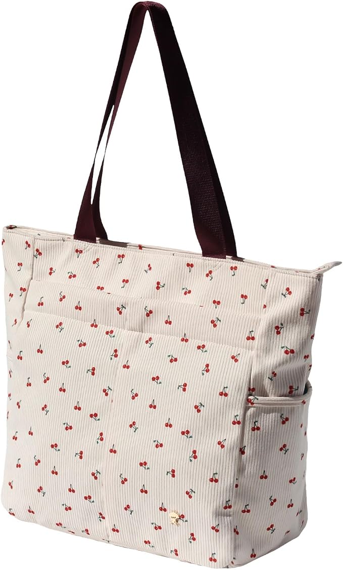 ESVAN Original Floral Tote Bag Large Shoulder Bag with Multi Pockets for Gym Travel Beach Daily Bags - Image 3