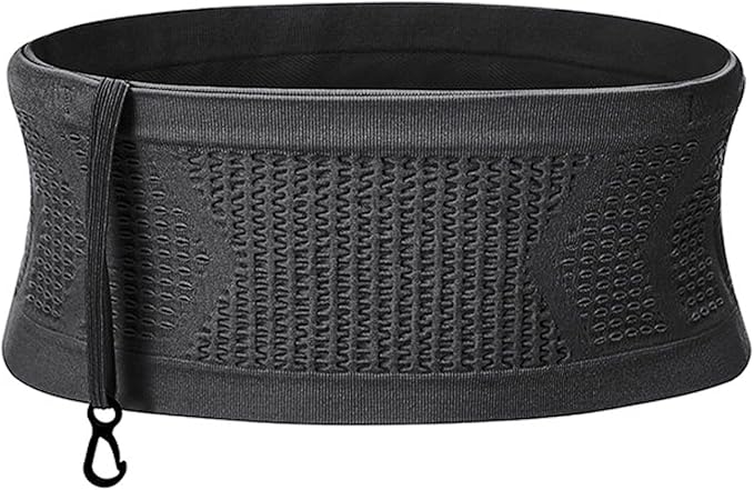 Slim Running Belt, No-Bounce Hidden Waist Pack with 360° Opening for Soft Flask, Cellphones, Keys or Gels, Black, Small by Adorila