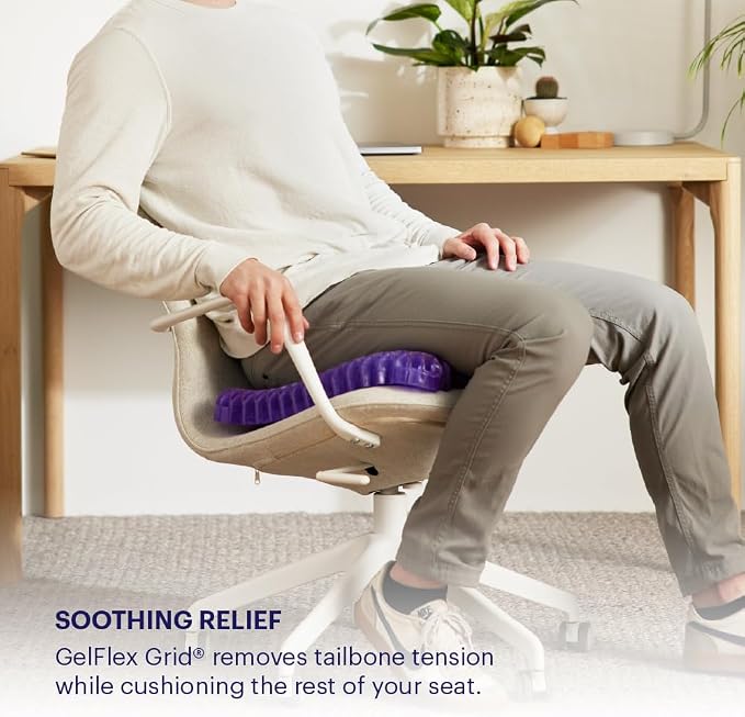 Purple Royal Seat Cushion, Portable 2 Inch Gel Seat Cushion, GelFlex Grid | Handles for Car, Office Chair, Stadium - Pressure-Reducing for Hard Seats, Temperature-Neutral, No-Slip - Made in USA - Image 4