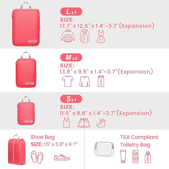 Cambond Compression Packing Cubes for Travel Women - Lightweight Luggage Organizers Bag Packing Cubes for Carry on Suitcases - Image 2