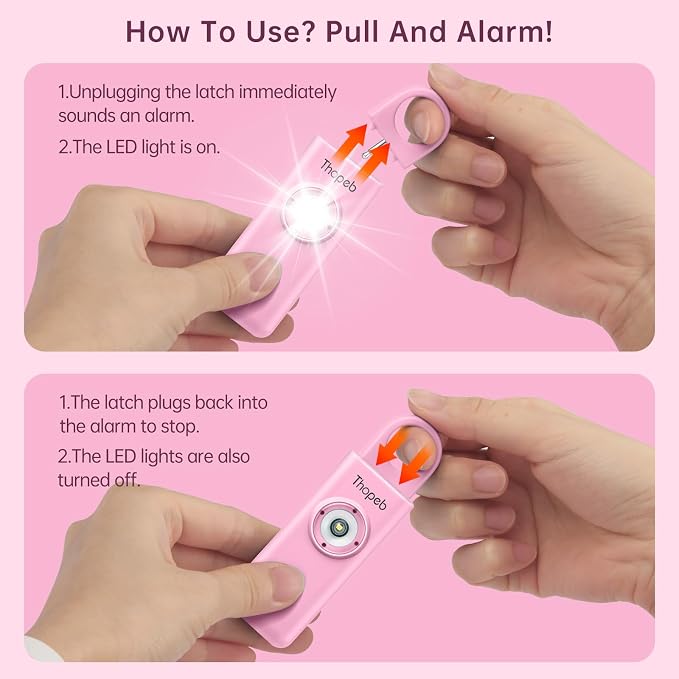 Personal Safety Alarm for Women – Superior Loud Siren & SOS Strobe | Premium Compact & Well-crafted Self Defense Keychain Alarm, College Dorm Essential, Variety of Colors (Pink) - Image 6