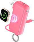 RORRY Flow Portable Charger 10000mAh 40W Wall Plug Power Bank Battery Pack | Built-in USB-C Cable, Keychain Design, Fast Charging, for iPhone 17/16/15, Apple Watch, iPad, 3-in-1, Travel Essential by RORRY