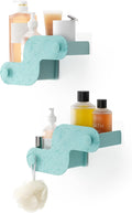 Umbra Nami Shower Caddy, Adhesive No Drill Bathroom, Set of 2, Ocean Blue | Waterproof construction, integrated drainage, rust-free, holds 6 lbs by Umbra