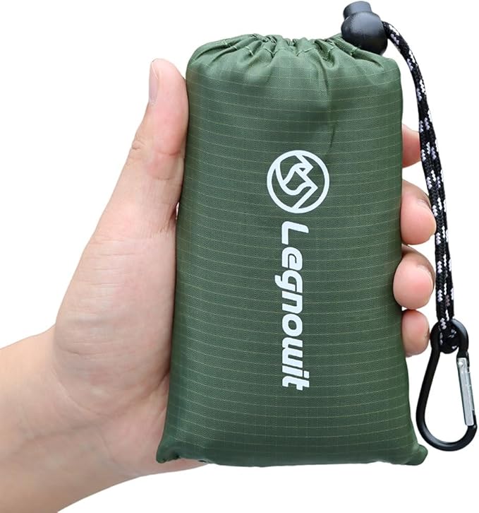 Pocket Blanket, Compact Blanket for Picnic, Beach, Festival | Sandproof, Waterproof, Stakes & Carabiner Included, Packable Lightweight Tarp for Camping, Hiking, Backpacking, Travel by Legowitoutdoor