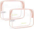 BAGSMART Clear Toiletry Bag 2-Pack TSA Approved Water-Repellent, Nude Pink | Carry on Travel Accessories Bag, Airport Airline Quart Size Bags for Women Men, Makeup Cosmetic Bag by BAGSMART