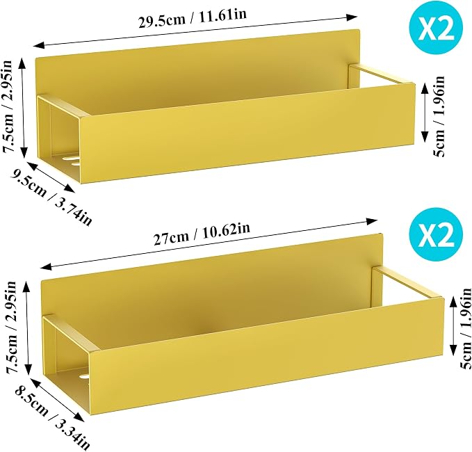 HuggieGems Metal Magnetic Spice Rack for Refrigerator Gold, 4 Pack | Magnetic Shelves Heavy Duty for Fridge in Kitchen, Seasoning Storage Organizer, For Oven Washer and Dryer, For Heavier Items - Image 7