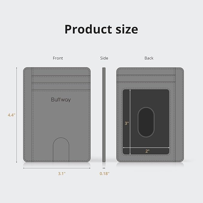 Buffway Slim Minimalist Front Pocket RFID Blocking Leather Wallets for Men and Women - Alaska Pink - Image 8