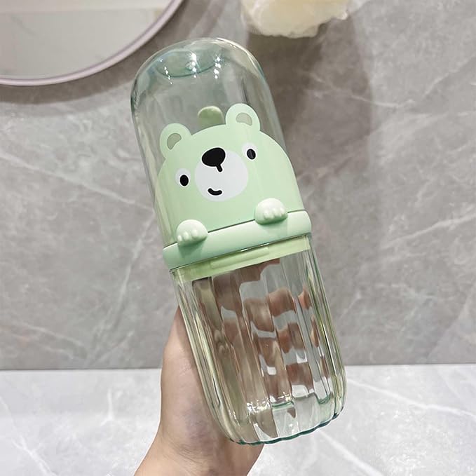 Cute Toothbrush Travel Case for Kids with Detachable Handle, Portable Cute Toothbrush Holder, Multifuction Toothbrushes Toothpaste Storage Box for Camping Travel or Home Use (Green) - Image 2