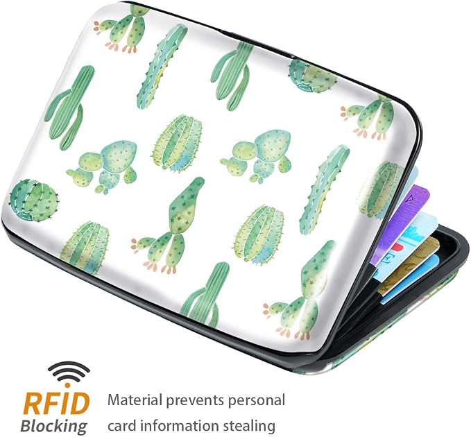 Coco Rossi Credit Card Holder RFID Aluminum Small Mini Wallet Women | Metal Wallet, Business Cards Holder, ID Case, Slim Sleeves, Womens Girls Gift, Carry Proof Wallets for Travel, Cactus - Image 2