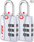 Forge Open Alert TSA Approved Luggage Locks - 3 Digit Combination, Easy Read Dials, Zinc Alloy Body - Ideal Travel Lock for Luggage, Suitcases, Bags & Toolboxes (Silver 2 Locks) by Forge
