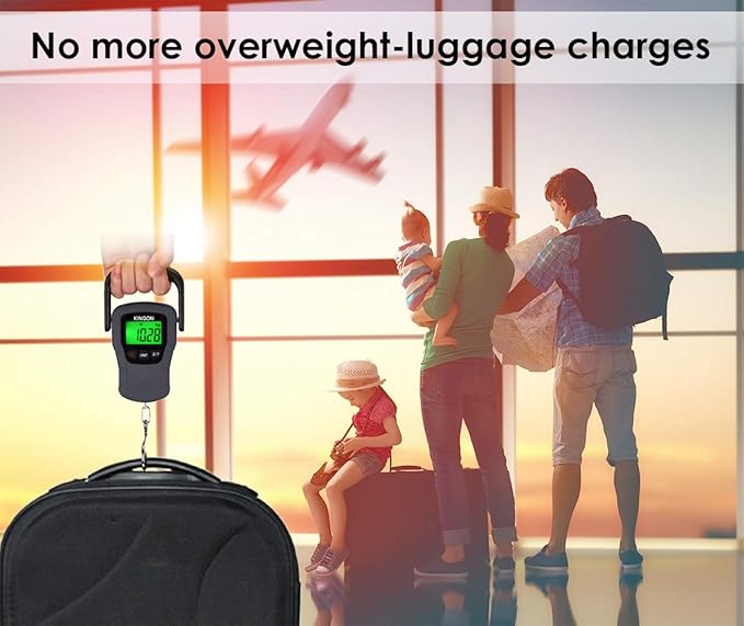 Digital Hanging Luggage Scale with Comfortable Handle and Large Hook, 110lb/50kg, Backlit Portable Scale for Travel Fishing with Tare/Hold Function, AAA Batteries Included, Grey - Image 7
