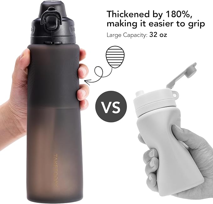 TakeToday Collapsible Water Bottles 32oz, Foldable Travel Water Bottle, BPA Free, Silicone Water Bottle Leakproof for Hiking, International Travel, Outdoors - Image 4