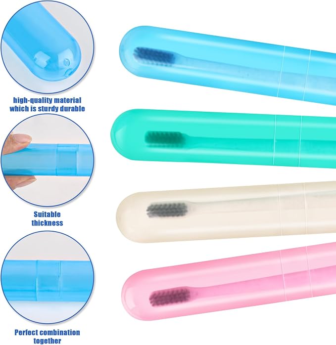 Hooqict 4 Pack Toothbrush Cases Travel Toothbrush Holder Portable Toothbrush Container Plastic Protector Cover Case for Traveling, Camping, Home, School, Business - Image 7