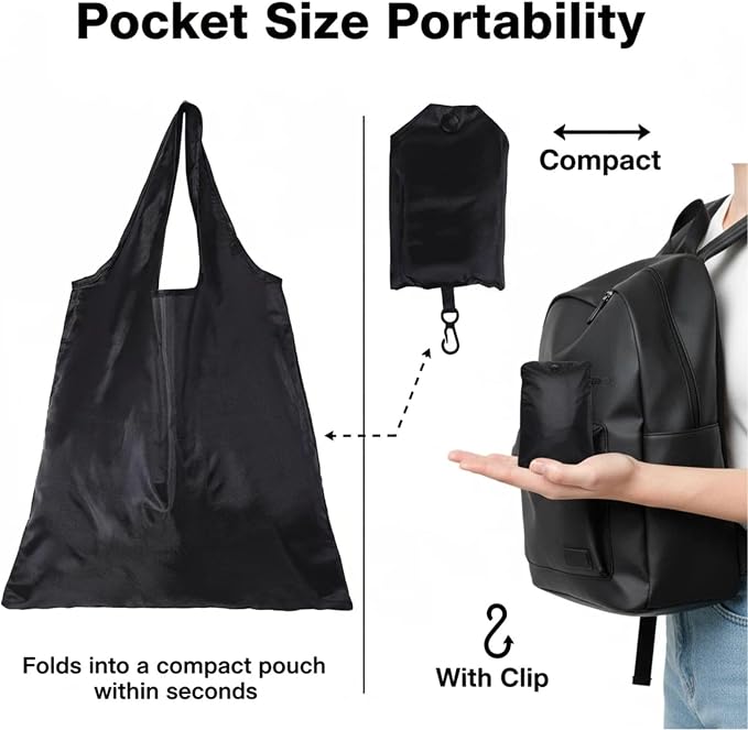 Packable Tote Bag Ultra-Lightweight 34g – Folds to Palm Size，Water-Resistant Reusable，Ideal for Shopping Use, Unisex. - Image 6