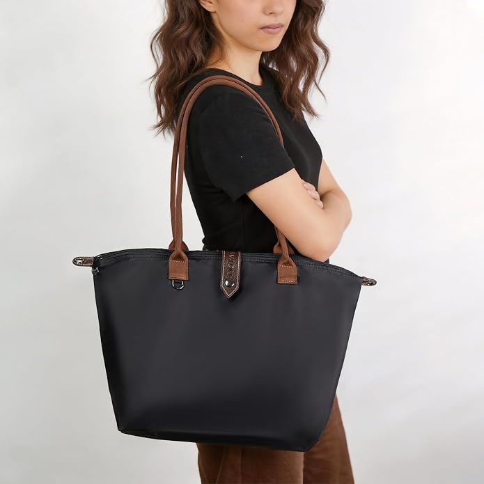 Tote Bags for Women, Foldable Tote Bag with Zipper Top-Handle Purse Waterproof Shoulder Hobo bags Handbags for Travel - Image 2