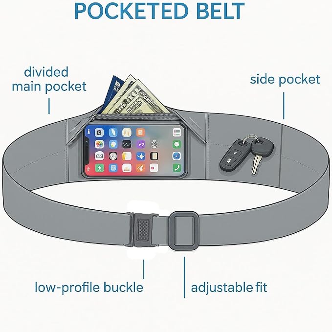 BANDI Running Belt for Women & Men – USA Made No-Bounce Adjustable Waist Pack & Secure Fanny Pack – Fits All Phones, Gels & Essentials – Zipper-Free, Medical Device Friendly - Image 4